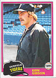 1981 Topps Baseball Cards      315     Kirk Gibson RC